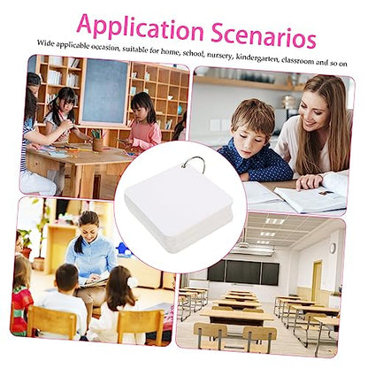 Hemoton Blank Flash Cards with Binder Rings Pre-hole Punched Notecards for Vocabulary Note Taking and Diy Projects Multipurpose Blank Cards for Study and Planning - size: 7.8X7.8X0.01CM