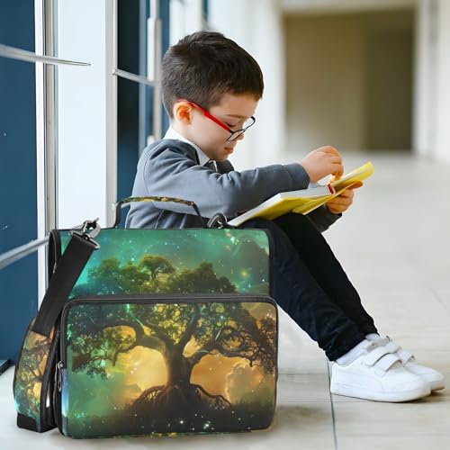 Life Tree Galaxy Zipper Binder Bag 3 Ring Binder with Shoulder Strap Zip Up 500 Sheets Capacity Multi Pockets for School Office Supplies