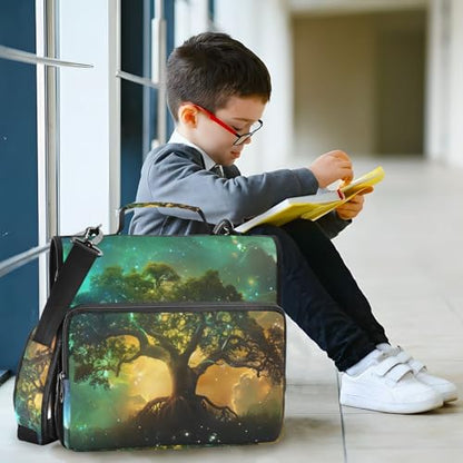 Life Tree Galaxy Zipper Binder Bag 3 Ring Binder with Shoulder Strap Zip Up 500 Sheets Capacity Multi Pockets for School Office Supplies