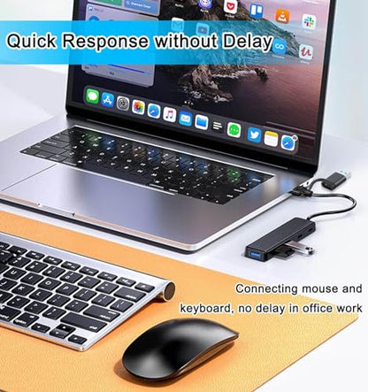 VIENON USB 3.0 Hub (5 in 1), USB C Hub, USB C to USB 3.0 Hub Adapter with USB C Power/Data Ports, USB Extender USB A&C Docking Station for Laptop PC MacBook Dell, HP, PS4/5, SSD and More