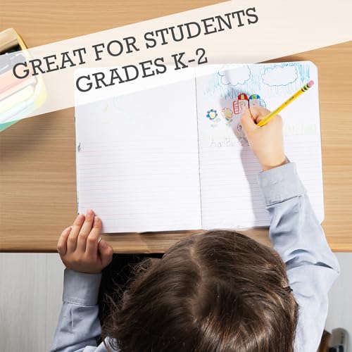 Primary Composition Notebook K-2, Primary Journal Grades K 2, Preschool, 1st Grade, Kindergarten Notebooks, Primary Ruled - 9.75 x 7.50 - Sturdy Covers - 100 Sheets - Assorted Colors (Bulk - 48 Pack) - style: Bulk - 48 Pack