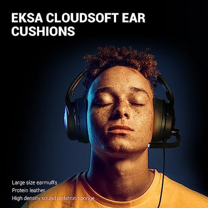 EKSA Headset with Microphone for PC, Computer Headphones with Noise Cancelling Microphone, Over-Ear All Day Comfortable, Immersive Sound 3.5mm Wired Gaming Headset for Laptop/Xbox/Switch/PS4/PS5 - color: Black