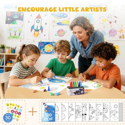 JUPITEARTH 12 Colors Crayons for Toddlers, Non-Toxic Washable Rocket Crayons, Easy-to-Hold Coloring Gifts & Mess-Free Art Supplies for Little Hands