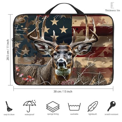 Laptop Sleeve Bag with Handle Computer Protective Soft Cover Case for 14 Inch 13 Inch Laptop,Deer Weed Flag - color: Deer Weed Flag