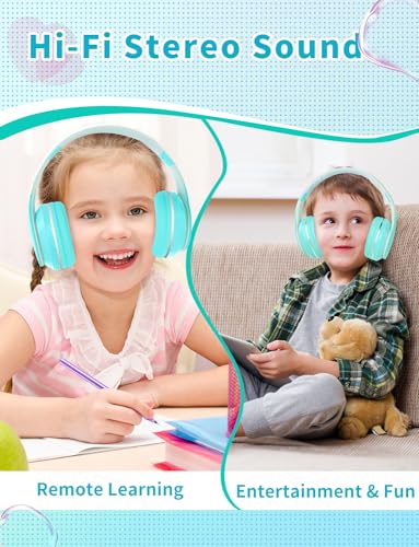 Bluetooth Kids Headphones,Wireless Kids Headphones Over Ear with Microphones,Stereo Sound ,10H Playtime, Foldable&Adjustable Children Headphone,Bluetooth Headset for Adults,School (Green) - color: Green