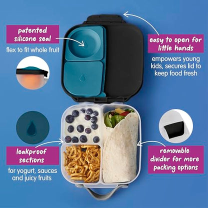 b.box Mini Lunch Box Kids | 4.25 Cup Leak Proof Bento Box for Kids Ages 3+ | 3 Compartment Snack Containers, School Lunch Container, Dishwasher Safe, BPA-Free, PFAS-Free - Night Vision - color: Night Vision, size: 1-pack