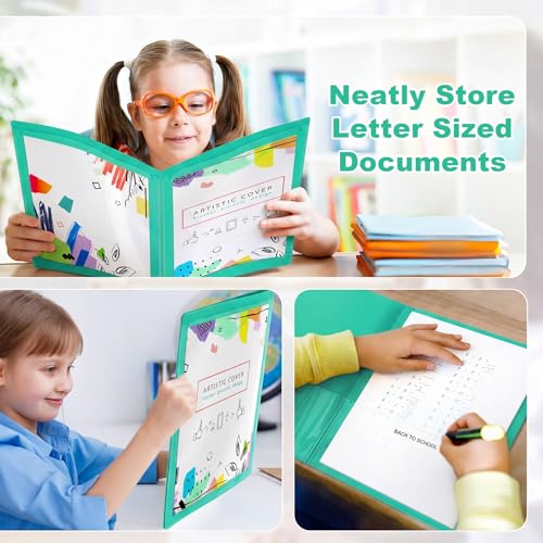 Henoyso 24 Pcs Plastic Folders with Clear Front Pockets Heavy Duty Take Home Back to School Pockets Homework Folders for School Students Parent Teacher Classroom Communication (Green) - color: Green