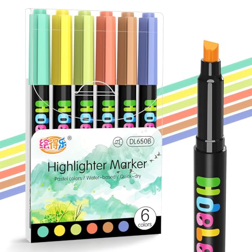 Guangna Highlighters, 6pcs, Chisel Tip, Neon Colors, Aesthetic Quick Dry for Bible Jounaling Planner Books Notes Teacher School Office Supplies (Fluorescent Colors) (Candy Colors) - color: Candy Colors