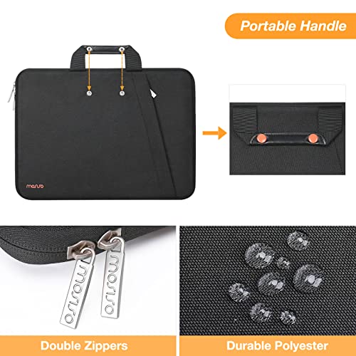 MOSISO Laptop Case 13.3 inch, 13-13.3 inch Laptop Sleeve, Black | Compatible with MacBook Neo/Air 13.6/Pro 13/Pro 14, HP Dell ASUS Lenovo, Polyester Vertical Bag with Bevel Pocket&Handle&Belt