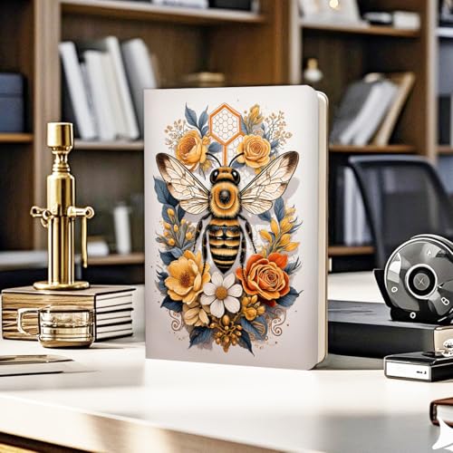 Lovdazzles Pretty Leather Lined Journal Bee Notebooks 200 Pages A5 Ruled Journaling Notebooks, Cute Notebooks for Women,Supplies Gifts for Bee Lovers (5.8 x 8.3) - color: Multi 1727
