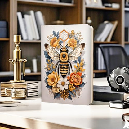 Lovdazzles Pretty Leather Lined Journal Bee Notebooks 200 Pages A5 Ruled Journaling Notebooks, Cute Notebooks for Women,Supplies Gifts for Bee Lovers (5.8 x 8.3) - color: Multi 1727