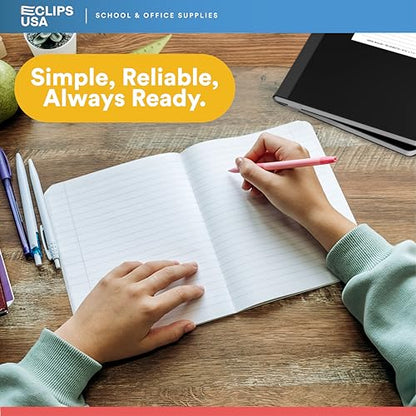 E-CLIPS USA Composition Notebook Wide Ruled Composition Notebooks Bulk Wide Ruled Notebook Paper Note Books For Schools Composition Books 80 Sheets 160 Pages 9.75” x 7.5” (48 Pack) - size: 48 Pack