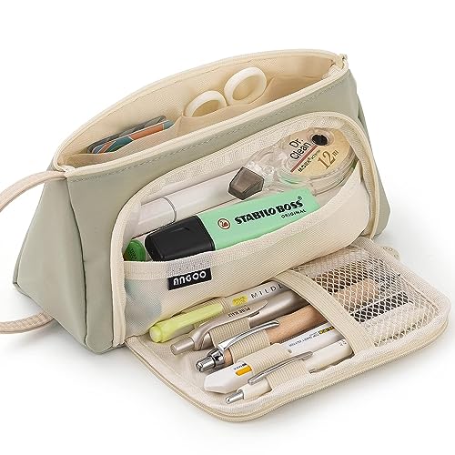EASTHILL Big Capacity Pencil Case Pouch Pen Case Simple Stationery Bag School College Office Organizer for Teens Girls Adults Student - color: Light Green XW