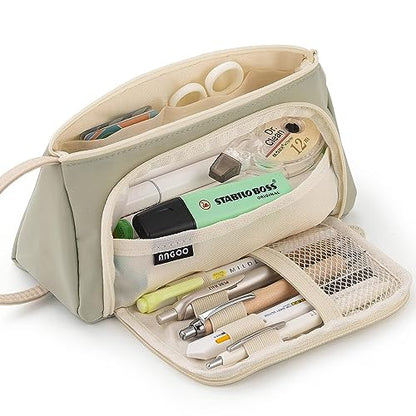 EASTHILL Big Capacity Pencil Case Pouch Pen Case Simple Stationery Bag School College Office Organizer for Teens Girls Adults Student - color: Light Green XW