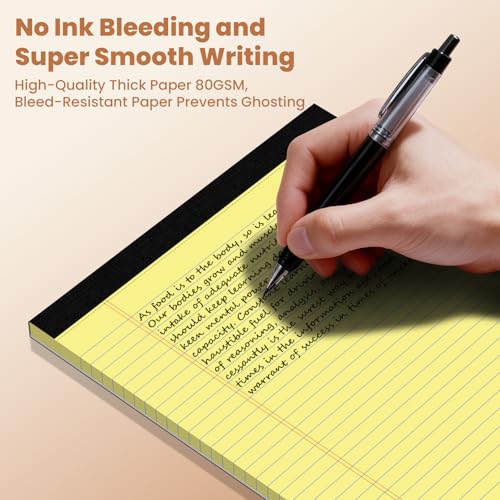 12Packs Legal Pads 8.5 x 11 Inch, 50Sheets/Pack, College Ruled & Perforated Yellow Writing Pads, Pads of Paper 8.5 x 11, Lined Note Pads with Sturdy Backing for Office, Business & School Supplies - color: Yellow, style: 12 Pads-50 Sheets/Pads