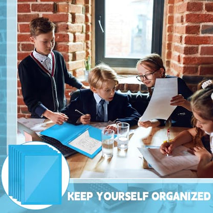 Teling 24pcs Heavy Duty Plastic Folders with Front Clear Pocket, 3 Prongs and 2 Pockets, Fit Letter-Size Paper Folders with Card Slot, for School Office Supplies Back to School Gifts (Sky Blue) - color: Sky Blue
