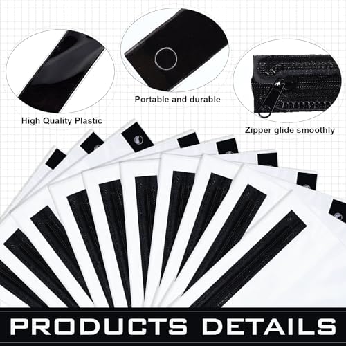 Feifeiya 30 Pcs Pencil Pouches with Zipper Clear Binder Pencil Pouches for 3 Ring Binder Bags Bulk for Office Supplies(Black) - color: Black