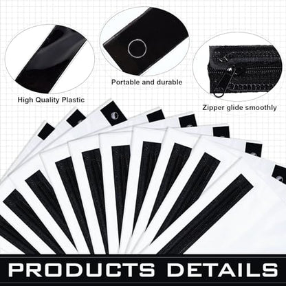 Feifeiya 30 Pcs Pencil Pouches with Zipper Clear Binder Pencil Pouches for 3 Ring Binder Bags Bulk for Office Supplies(Black) - color: Black
