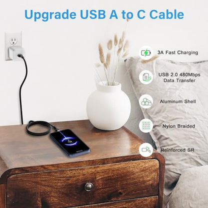 USB C Cable (1FT, 20-Pack), USB A to USB Cord Fast Charging Compatible with iPhone 17, iPhone Air, iPhone 17 Pro, iPhone 17 Pro Max, iPhone 16/15 Series, Galaxy S24, LG and Car Play and More - size: 1FT, style: 20-Pack
