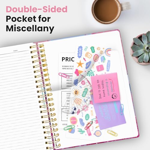 Large Spiral Lined Notebook for Work with Dividers & Tabs, 8.5"x11" Hardcover 5 Subject Notebook, College Ruled, 280 Pages, Blossom Valley - color: N - Blossom Valley