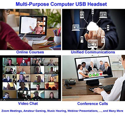 USB Headset with Microphone Noise Cancelling and Volume Controls, Computer PC Headphone with Voice Recognition Mic Works for Dragon Teams Zoom Skype Softphones Conference Calls Online Education etc - color: Multi-Purpose USB Headset Duo KML02DUSB
