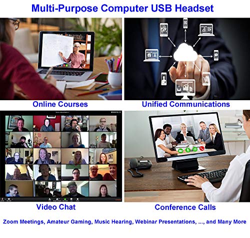 USB Headset with Microphone Noise Cancelling for PC, Computer Laptop Headphone with Mic In-Line Control for Office Softphones Teams Business Skype Zoom Conference Calls Online Course Voice Recognition - color: Multi-Purpose USB Headset Mono KML02USB