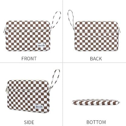 Canvaslife Laptop Sleeve Case Cover with Pocket for MacBook Pro 14 inch and 14 inch-14.4 inch HP, Lenovo, Dell, ASUS, Acer Notebook Computer (Brown Checker) - color: Brown Checker, size: 14 inch / 14.0 inch