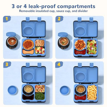 Kids Lunch Box with Thermo, Leakproof Bento Box for Kids with 8OZ Insulated Food Jar, Ice Pack, Sauce Cup, Utensils, Removable Tray & Dividers for School Daycare Travel (Game controllers) - color: Game controllers
