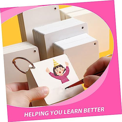 Blank Flash Cards 200-piece Index Cards Metal Ring Binder Pre-punched Holes for Learning Organization