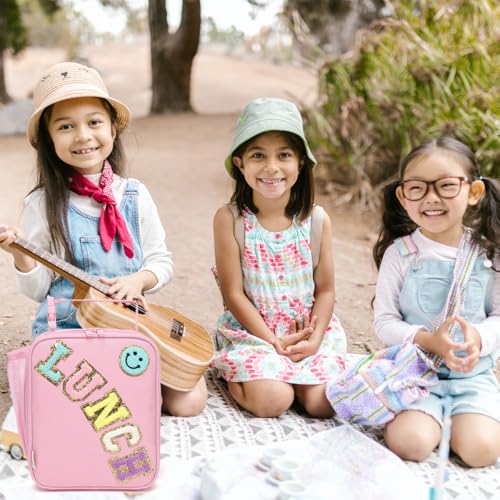 GYEUKHAM Insulated Lunch Bag for Women Girl Teen large Insulated Kid Lunch Bag,Large Reusable Cute Cooler Bag for School Work Picnic,Pink Alphabet - color: Pink Alphabet