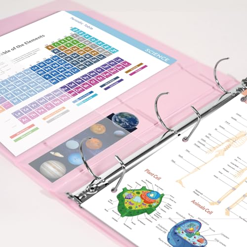 SKYDUE 3 Ring Binders, 1.5 Inch D-Ring, Pink | Holds 450 Sheets of 8.5x11 Paper, Custom View Cover with 2 Interior Storage Pockets, School & Office Supplies - color: Pink