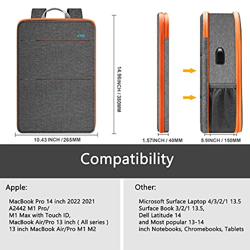 ZINZ Slim & Expandable Laptop Backpack Water Resistant Backpack Travel Backpack Compatible with MacBook Air/Pro/Neo 13-14 inch, XPS 13/14, Surface 13.5" and Most 13-14 Notebooks，G01OG01 - color: G01og01, size: 13"-14"