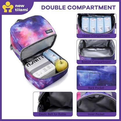 NEW TILAMI Kids Lunch Bag Double Insulated for tilami Rolling Backpack Girls Boys forTravel School Picnic, Galaxy Purple Blend - color: Galaxy Purple Blend