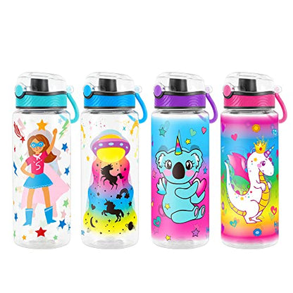 Cute Water Bottle for School Kids Girls, BPA FREE Tritan & Leak Proof & Easy Clean & Carry Handle, 23oz/ 680ml (S-girls) - color: S-girls