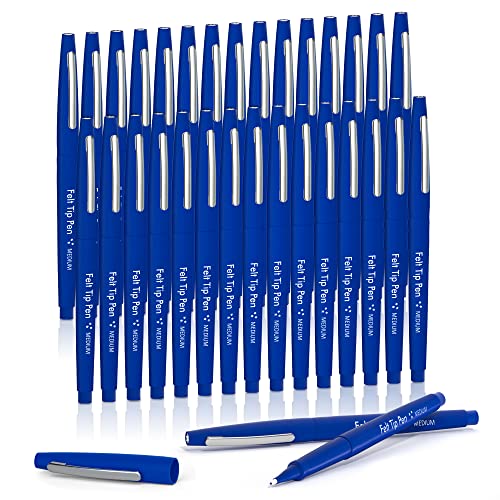 Lelix Felt Tip Pens, 30 Blue Pack, 0.7mm Medium Point, Felt Tip Markers Pens for Journaling, Writing, Note Taking, Planner, Perfect for School Office and Art Supplies - color: 30 Blue