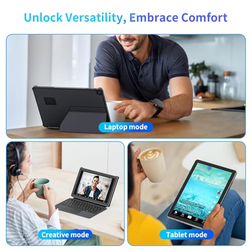 AWOW 10.1" Tablet with Keyboard, 2-in-1 Mini Laptop Tablet PC, Intel N150, 12GB RAM 256GB SSD, in-Cell Display, 36W PD Fast Charging, WiFi 6, BT 5.0, HDMI, Type-C, 8MP+5MP Camera