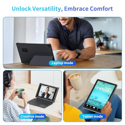 AWOW 10.1" Tablet with Keyboard, 2-in-1 Mini Laptop Tablet PC, Intel N150, 12GB RAM 256GB SSD, in-Cell Display, 36W PD Fast Charging, WiFi 6, BT 5.0, HDMI, Type-C, 8MP+5MP Camera