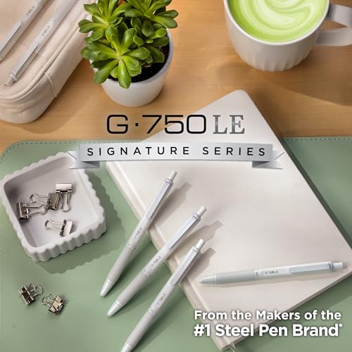Zebra Pen G-750LE Signature Series Retractable Gel Pen, Black Ink, 0.7mm Medium Point, Pearl White Durable Compact Brass Barrel, Comfort Grip, Rapid Dry Ink, Japanese Craft Detail, 1-Pack (49611)