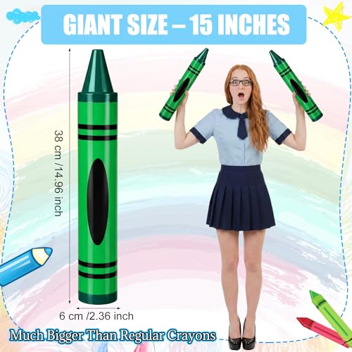 Gersoniel Green 15" Giant Crayon, Jumbo Non-Toxic Coloring Crayon for Back to School, Large Art Projects & Festival Art Events, Draw on Paper & Walls - color: Green