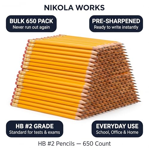 650-Count #2 HB Pre-Sharpened Pencils with Erasers, Yellow