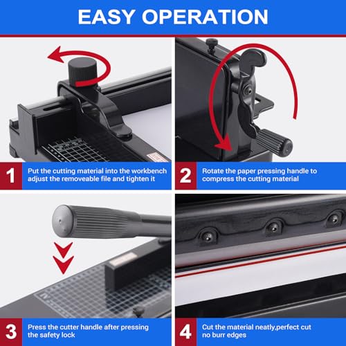 Heavy Duty Paper Cutter,12 inch Guillotine Paper Cutter,Guillotine Paper Cutters and Trimmers Cards Leather with Metal Base for Office Home School (Black, a4) - color: Black, size: a4