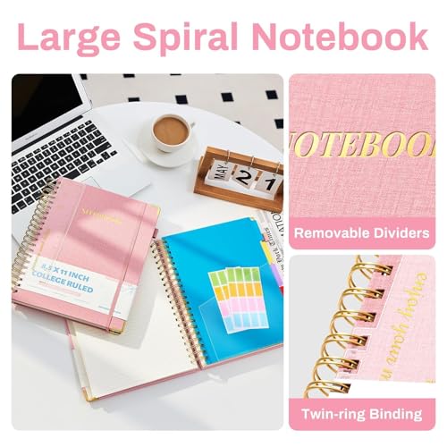 Ovesmusl Hardcover Spiral Notebooks 8.5" X 11" Pink