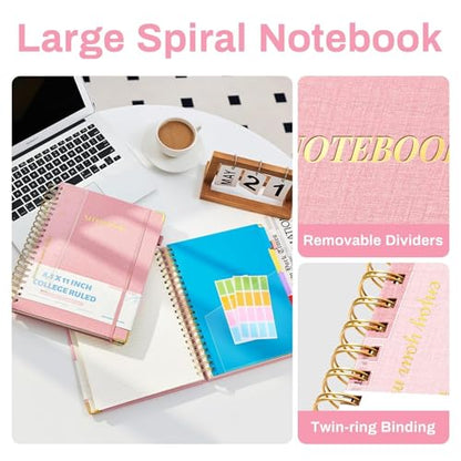 Ovesmusl Hardcover Spiral Notebooks 8.5" X 11" Pink