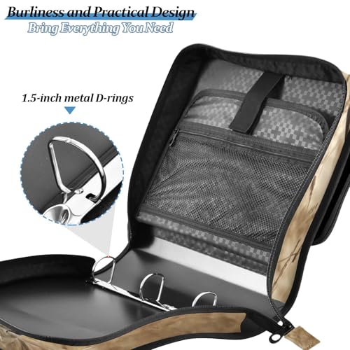 Wheat Field Deer Zipper Binder for School with Shoulder Strap & Extra Pockets - 1.5 Inch 3-Ring Binder Holds 500+ Sheets, Textbooks, Laptop#450