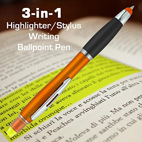 SyPen Bible Highlighter with Pen and Stylus for Touchscreens, 3 in 1 Combo, All Yellow Highlighters, All Black Ballpoint Ink, Wax Gel Highlighters, Multi-Color Barrels, Pack of 6 - size: 1 Count (Pack of 6)