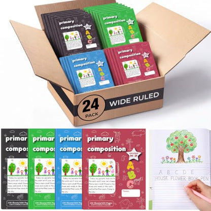 24 Pack Bulk Primary Composition Notebook 100 Sheets (200 Pages)