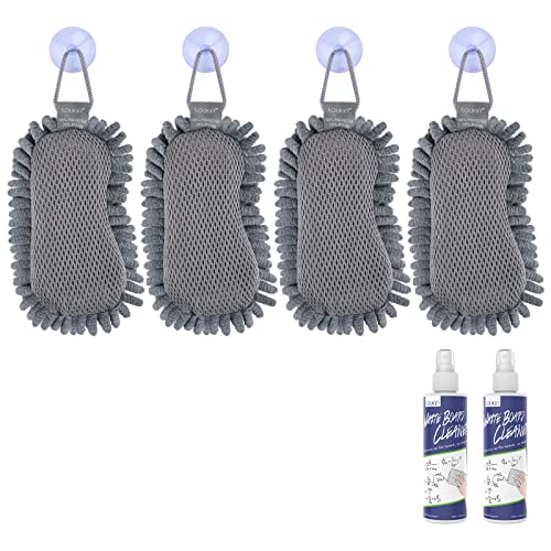 loukin Shag Dry Erase Eraser(4 Pack), Microfiber Whiteboard Eraser, Washable Glass Board Erasers, for Classroom, Home and Office Use (2 Bottles of 3.4 fl oz Whiteboard Cleaner Included) - size: 8x10/16x20, 4 pack