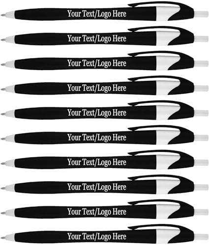 SyPen Personalized Pens With your Custom Logo or Text-1000 Pack Bulk-for Businesses, Parties, and Events, Custom Printed Slim Ballpoint Click Pens, Black Barrel Color, Black Ink - color: Black, size: 1 Count (Pack of 1000)