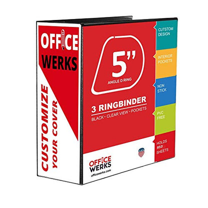 3 Ring Binder, Professional D Ring Binder 5 Inch, Presentation Folder for Standard Pages 8.5 x 11 with Pockets, Durable and Strong Black Binder (4 Pack) - color: Black, size: 5 Inch (4 Pack)