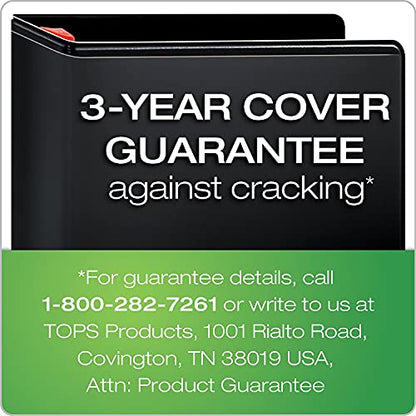 Cardinal 3 Ring Binder, 3 Inch Heavy Duty XtraLife Binder, Locking Slant-D Rings, Crack-Resistant Cover & Spine, ClearVue Covers, Holds 725 Sheets, Black (26331) - color: Black, size: 3-Inch